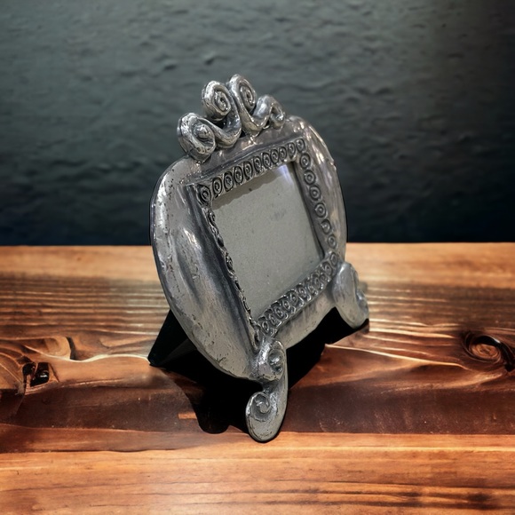 Surrealist Silver PUMPKIN Picture Frame Brushed Aluminum 3” x. 2” Picture - Picture 2 of 4